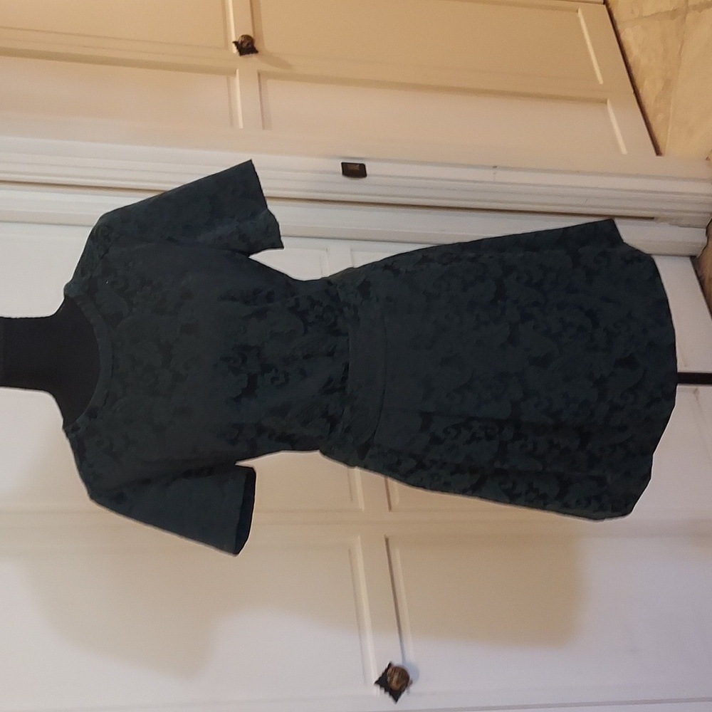 Nordstrom Halogen 2 Piece Skirt And Top Set Black And Green Damask
